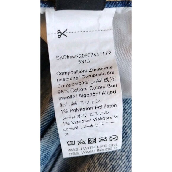 Shein Jeans 2 Raw Waist High Rise Split Cuff Stonewash Straight - Picture 8 of 15